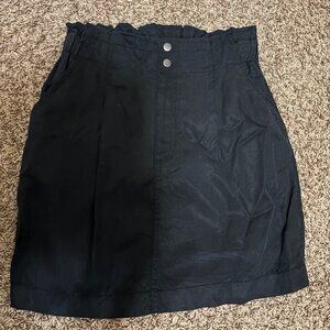 Ann Taylor LOFT Paperbag Waist Skirt 4P 4 Petite Black Zip Fly Pockets Lyocell